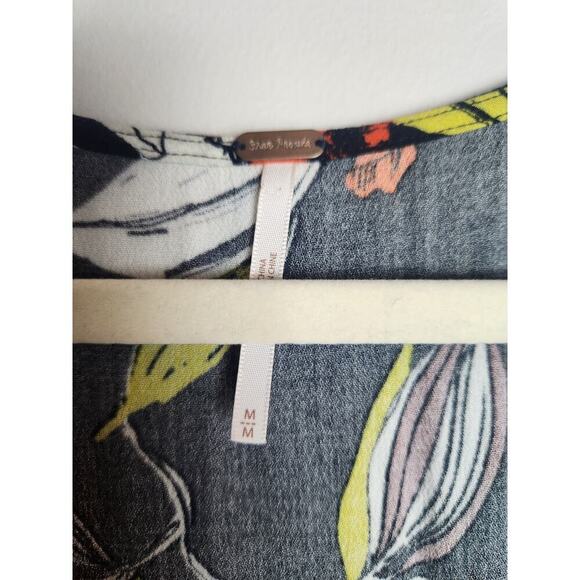 Free People Bella Print Tunic Black Floral Sz M Babydoll Romantic Boho peasant - Picture 4 of 7